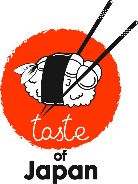 寿司用虾和筷子放在一个红色的圆圈上图片下载