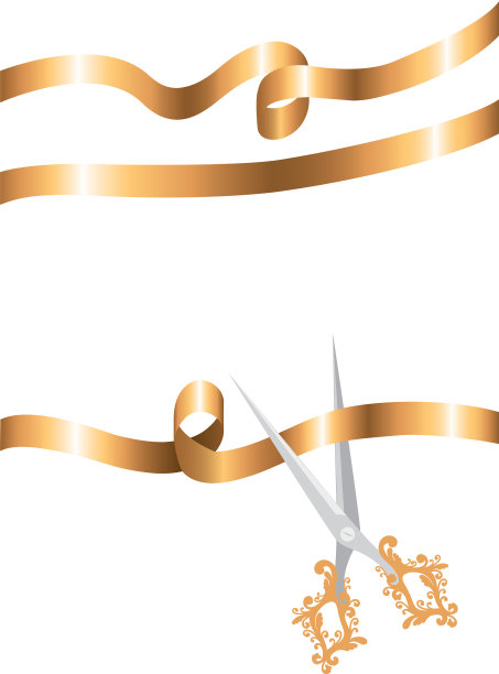 白色背景上的丝带剪刀图片下载