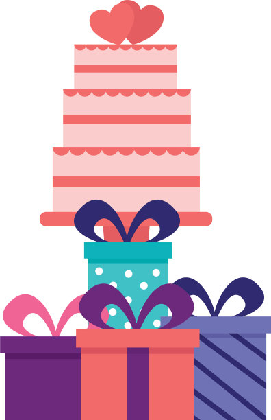 婚礼蛋糕和礼盒图片下载