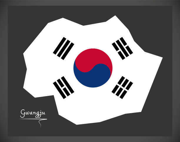 带有韩国国旗的光州地图图片下载