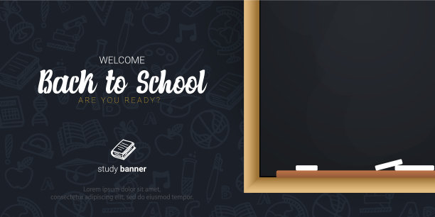 欢迎回到学校，带着黑板的横幅图片下载