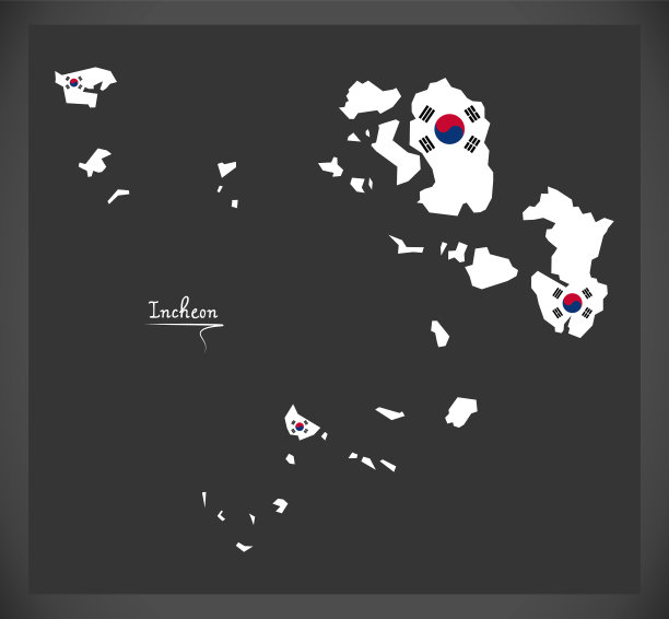 仁川地图上有韩国国旗图片下载