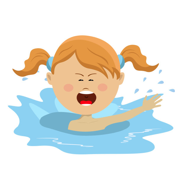 可爱的小女孩一边游泳一边呼救图片下载