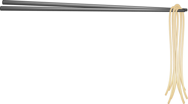 黑色设计的木筷子夹着面条图片下载