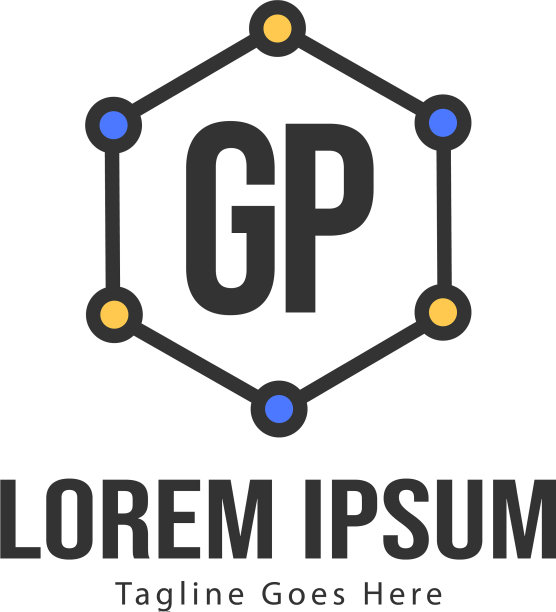 带有现代框架的GP logo模板图片下载