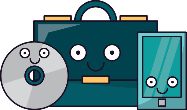 带光盘的公文包和智能手机图片下载