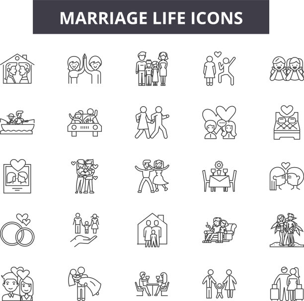 婚姻生活标志系列图标图片下载