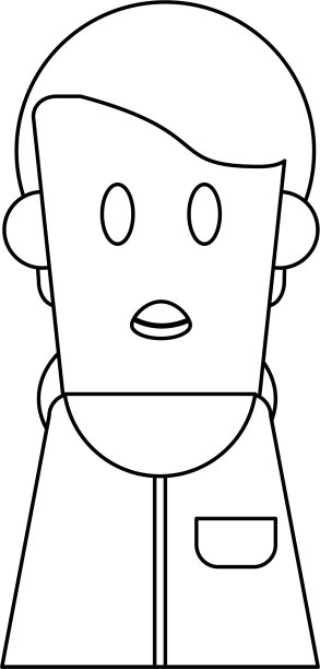 男孩卡通形象在黑色和白色图片下载