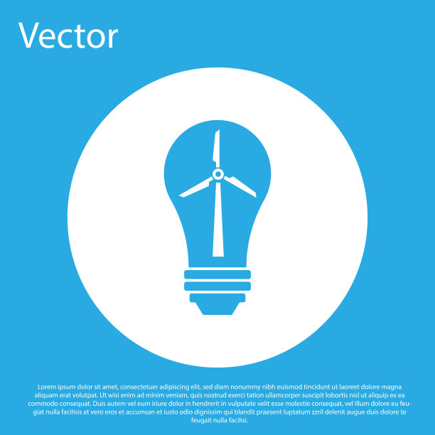 蓝色灯泡与风力涡轮机作为理念的生态图片下载