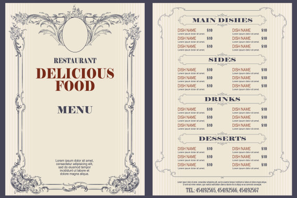 模板咖啡馆或餐厅菜单图片下载