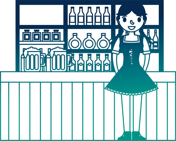 在酒吧穿着典型服装的德国女人图片下载