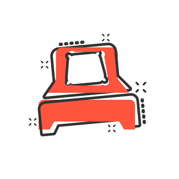 床图标在漫画风格睡眠卧室卡通图片下载