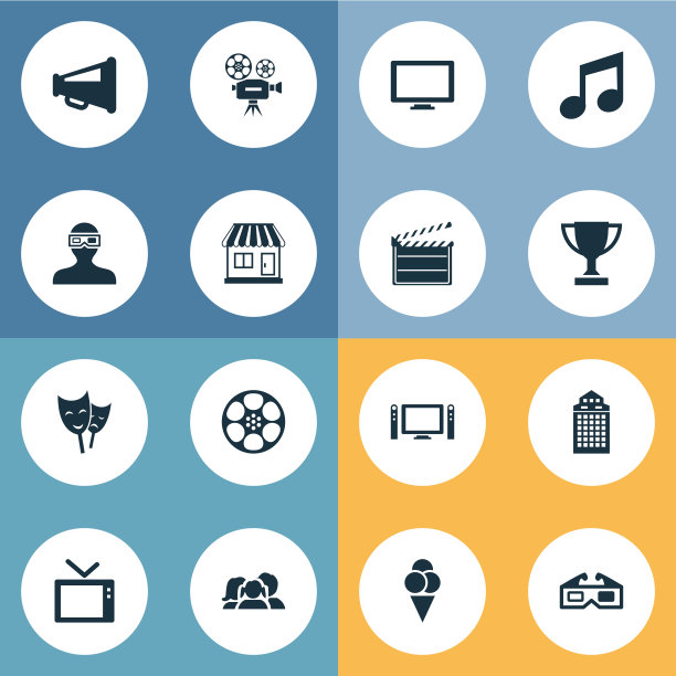 一组简单的电影图标图片下载