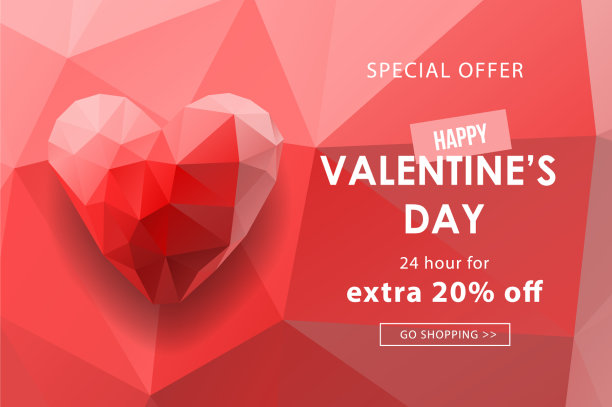 情人节销售背景与多边形图片下载