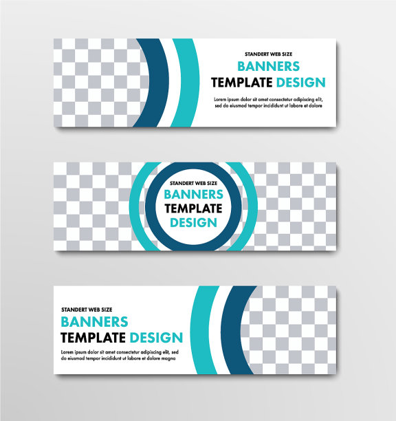 设计水平的网页横幅与圆形和图片下载