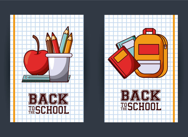 回到学校季节卡片和海报图片下载