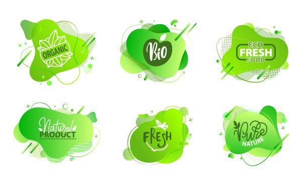 天然产品素食食品贴纸套装图片下载