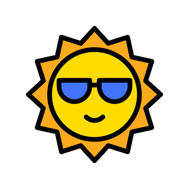 太阳热带主题填充风格图标图片下载