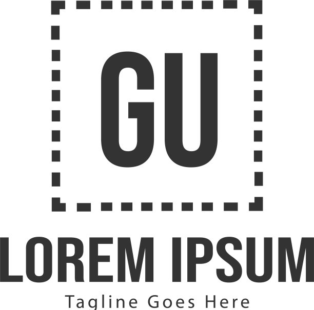 具有现代框架的GU首字母logo模板图片下载