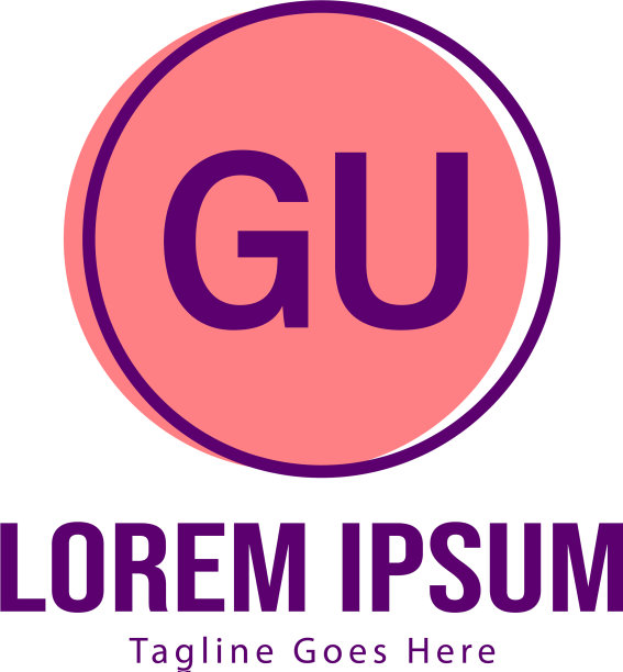 具有现代框架的GU首字母logo模板图片下载