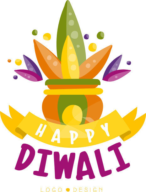 喜庆的排灯节彩色标志设计图片下载