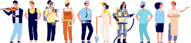 不同专业的警察和消防员图片下载