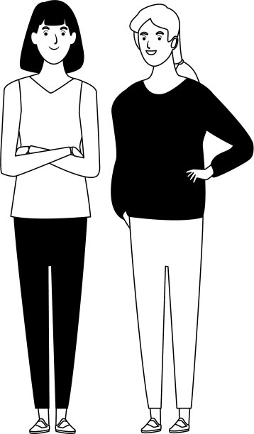 女性化身卡通人物在黑色和白色图片下载