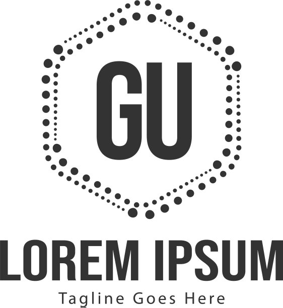 具有现代框架的GU首字母logo模板图片下载