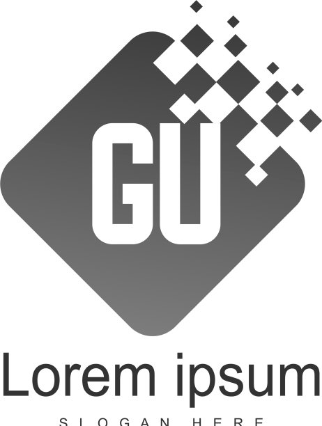 具有现代框架的GU首字母logo模板图片下载