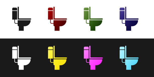 设置抽水马桶图标隔离在黑色和白色图片下载