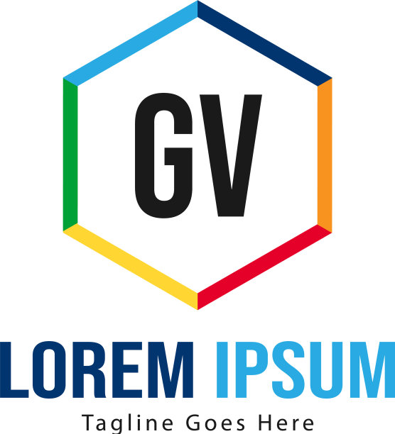带现代框架的GV字母logo模板图片下载