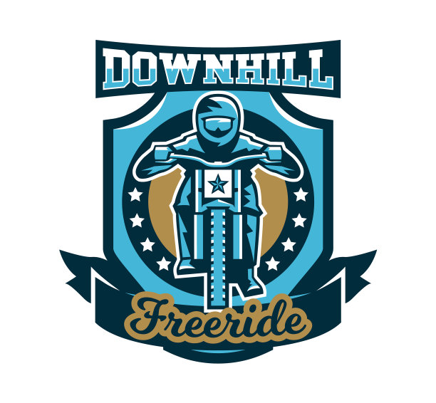 骑山地车的人的标志和标志图片下载