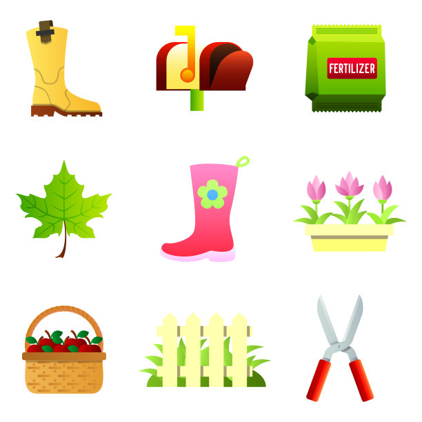 一套九个颜色的图标-橡胶靴图片下载