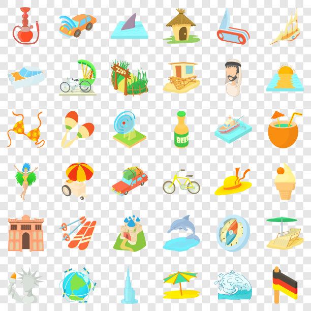 滑雪图标设置卡通风格图片下载