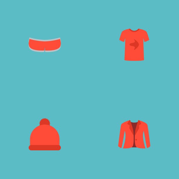 一套服装图标与夹克平风格符号图片下载