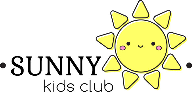 儿童标志模板与快乐的太阳标志标签图片下载