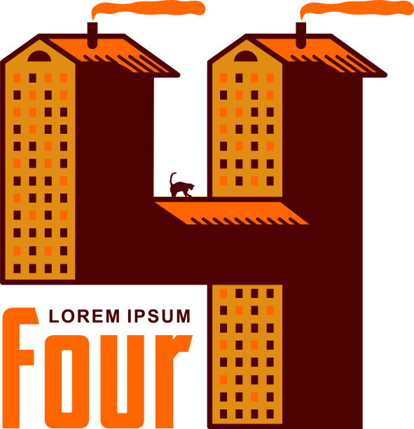 两种颜色图形数字4标志模板图片下载