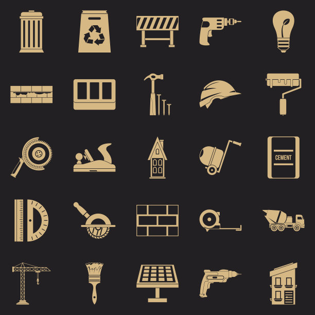 建筑区图标设置简约风格图片下载