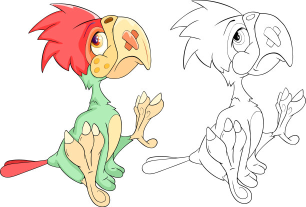 可爱的绿鹦鹉卡通图片下载