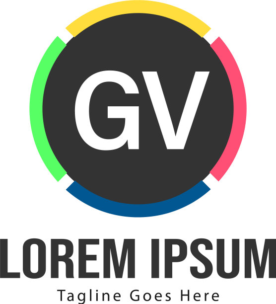带现代框架的GV字母logo模板图片下载