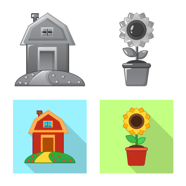 设计农场和农业标志套的图片下载