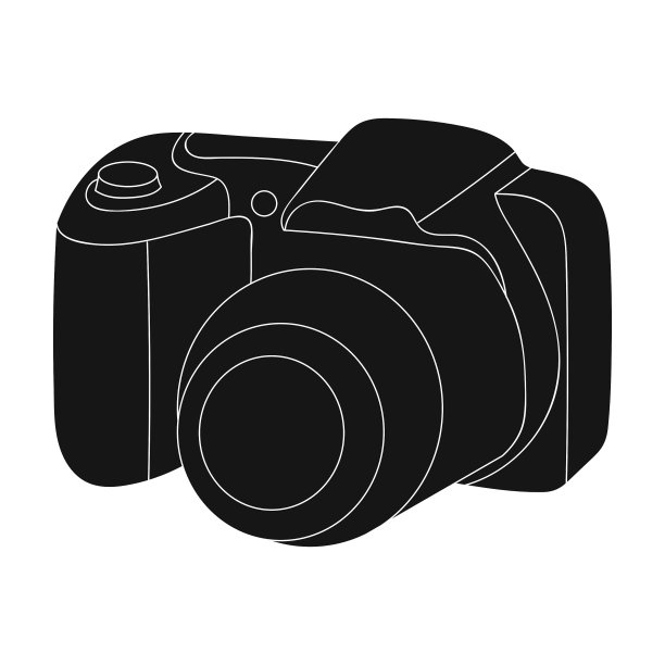 数码相机图标在黑色风格孤立上图片下载