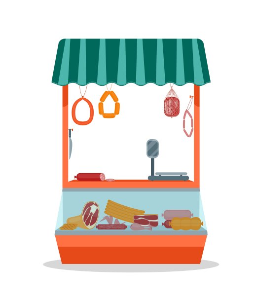 卡通肉类商店与产品图片下载