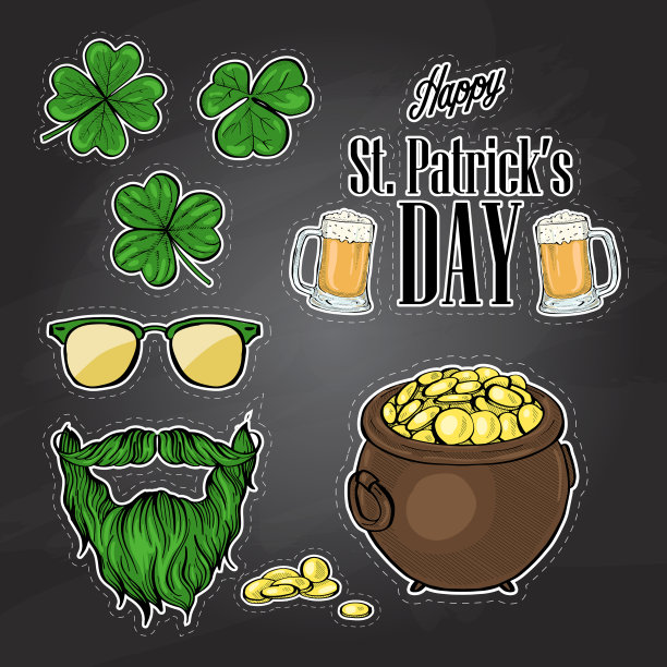 圣帕特里克节贴纸图片下载