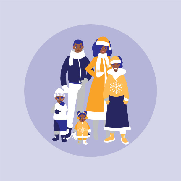 一群家人穿衣服过圣诞节图片下载