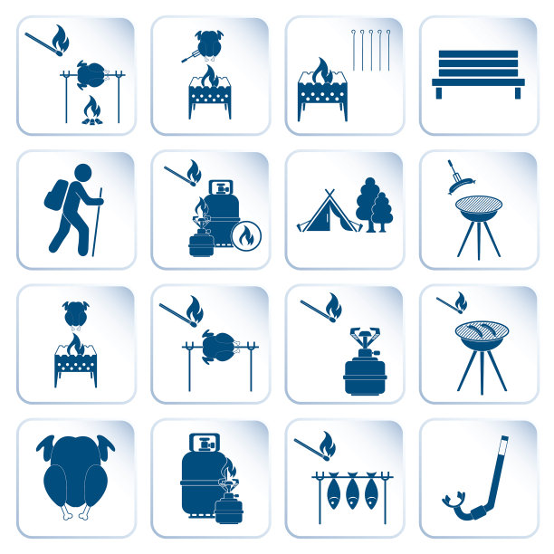 设置旅行和露营装备图标图片下载