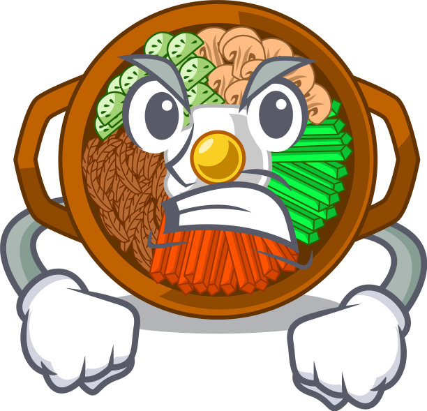 卡通造型的愤怒碗石锅拌饭图片下载