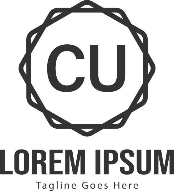 现代框架CU字母logo模板图片下载