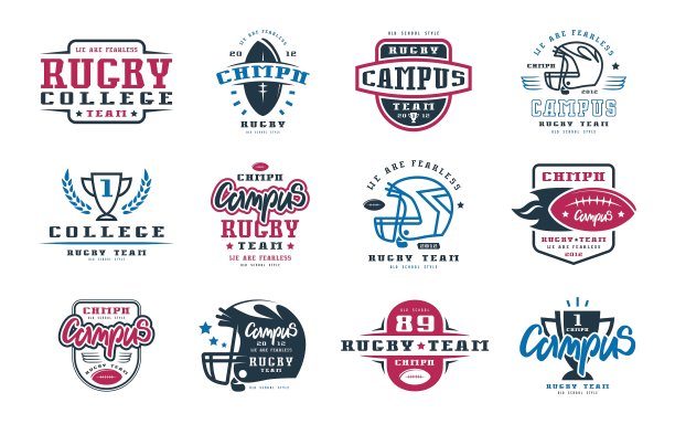 校园橄榄球队徽章套图片下载