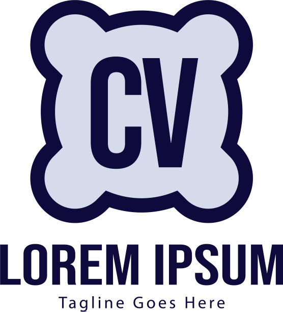 现代边框CV字母Logo模板图片下载